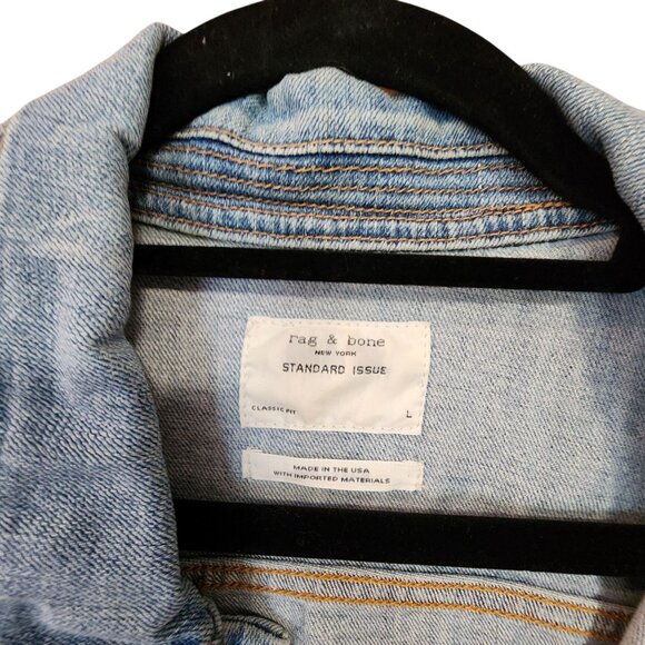 Rag & Bone Standard Issue Light Wash Denim Jacket Classic Fit L Made In USA - Picture 3 of 3